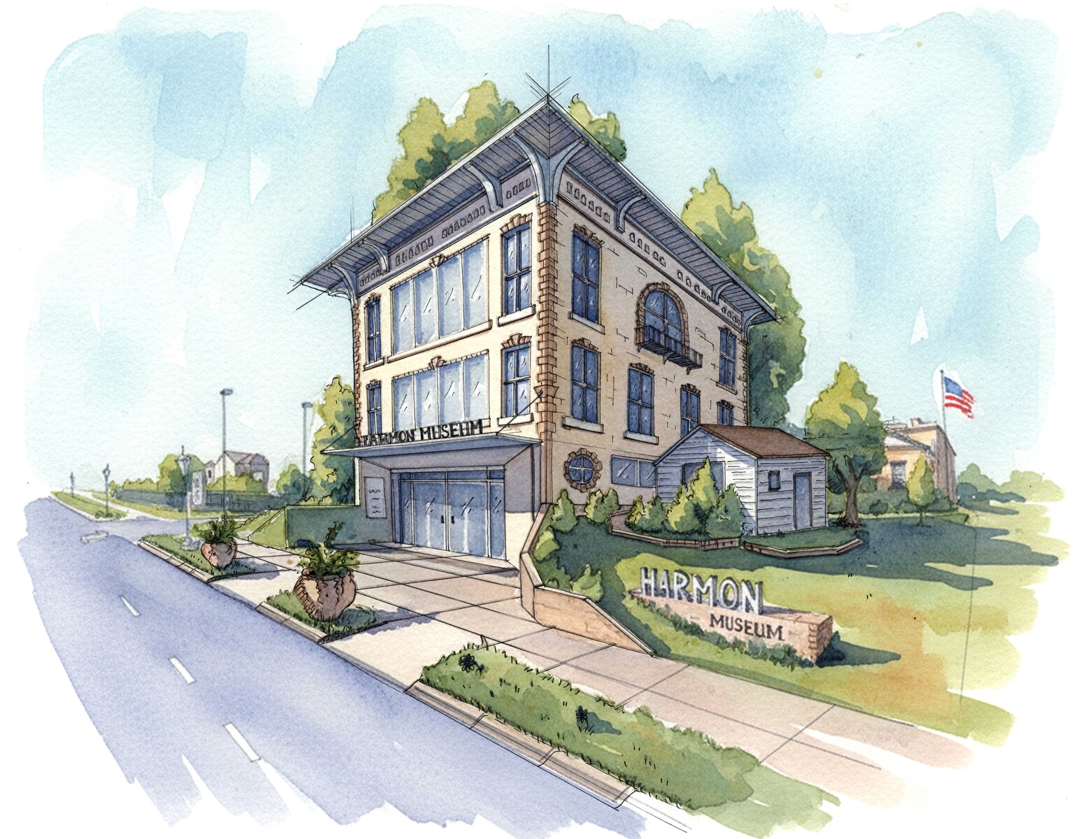 Building Concept Illustration + Watercolor